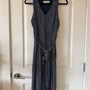 LOFT Navy and White Chevron Maxi Dress